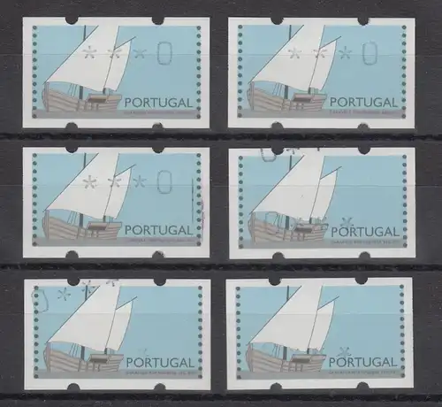 Portugal 1992 ATM Caravelle Lot 6 verschiedene 0-Drucke **  ANSEHEN ! 