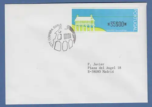 Portugal 1991 ATM Espigueiro Mi.-Nr. 3 Wert 35$00 auf FDC mit ET-O Coimbra