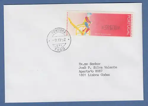 Portugal 1992 ATM Ciclista Mi.-Nr. 6 Wert 38$00 auf FDC , O FARO