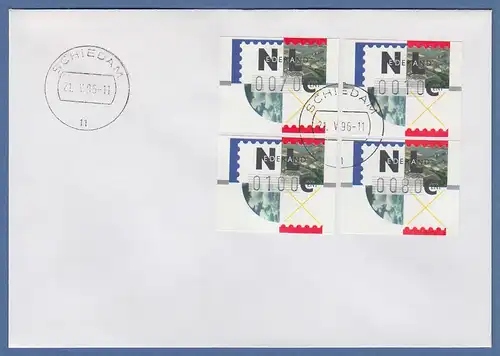 Niederlande ATM Mi.-Nr. 2.1 Typ FRAMA Satz 10-70-80-100 FDC mit ET-O SCHIEDAM