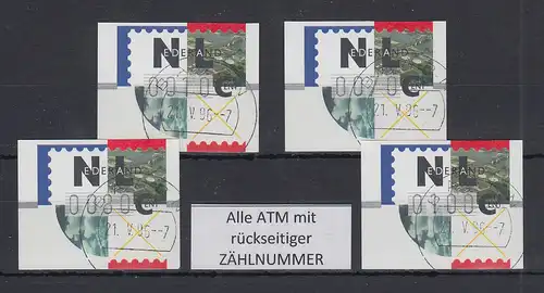 Niederlande ATM Mi.-Nr. 2.1 Typ FRAMA Satz 10-70-80-100 mit ZN ET-O BAARN