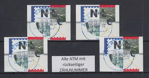 Niederlande ATM Mi.-Nr. 2.1 Typ FRAMA Satz 10-70-80-100 mit ZN ET-O AMERSFOORT