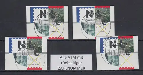 Niederlande ATM Mi.-Nr. 2.1 Typ FRAMA Satz 10-70-80-100 mit ZN ET-O SCHIEDAM