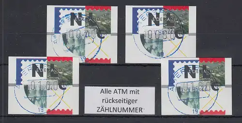 Niederlande ATM Mi.-Nr. 2.1 Typ FRAMA Satz 70-80-100-160 mit ZN  ET-O AMERSFOORT