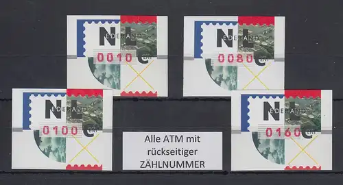 Niederlande ATM Mi.-Nr. 2.2 Typ NAGLER Satz 10-80-100-160 alle mit Zählnummer **