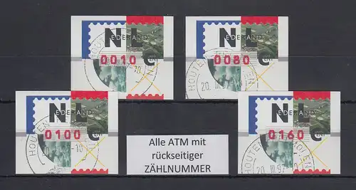 Niederlande ATM Mi.-Nr. 2.2 Typ NAGLER Satz 10-80-100-160 mit ZN, ET-O HOUTEN