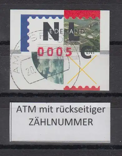 Niederlande ATM Mi.-Nr. 2.2 Typ NAGLER Kleinwert 0005 mit ZN, ET-O AMERSFOORT 
