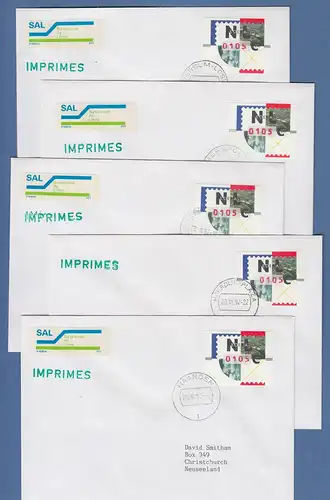 Niederlande ATM Mi.-Nr. 2.2 Typ NAGLER Wert 0105 auf SAL-FDC, alle 5 Orte !
