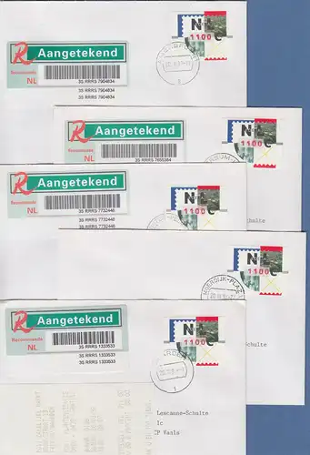 Niederlande ATM Mi.-Nr. 2.2 Typ NAGLER hoher Wert 1100 auf R-FDC, alle 5 Orte !