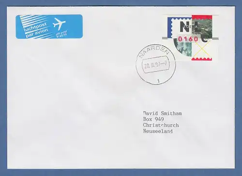 Niederlande ATM Mi.-Nr. 2.2 Typ NAGLER Wert 0160 auf FDC nach NZL, O NAARDEN