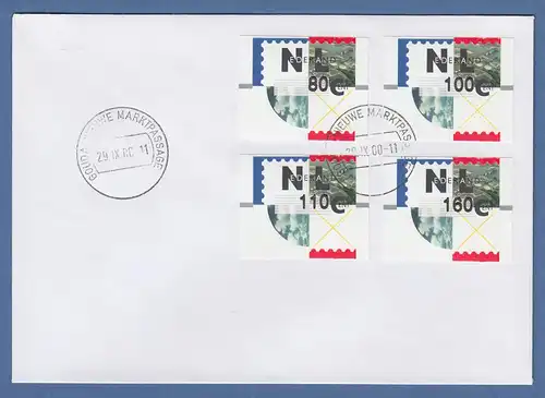 Niederlande ATM Mi.-Nr. 2.3 Typ HYTECH Satz 80-100-110-160 auf Blanco-Brief