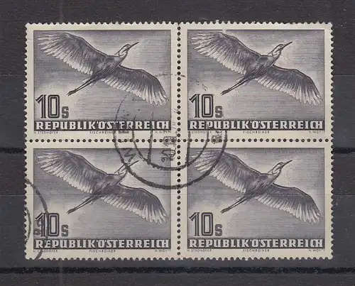 Österreich Vögel 10 Schilling Mi.-Nr. 967 Viererblock O 