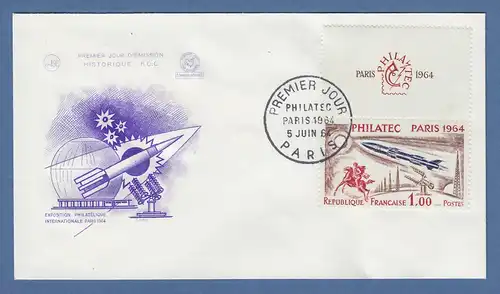 Frankreich 1964 Ausstellung PHILATEC Paris, Mi.-Nr. 1480 auf FDC 