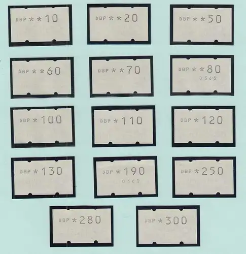 Deutschland ATM Satz 14 Werte 10-300 Pfg alle als GUMMIDRUCK ! ** 