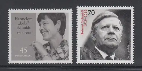 Deutschland 2018-19 Sondermarken Loki und Helmut Schmidt, Mi.-Nr. 3429 und 3448