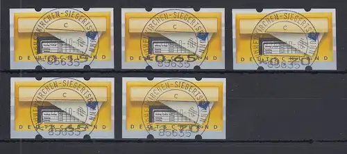 ATM Briefkasten Mi.-Nr. 5 Fehldruck Wertangabe unten Satz 5 Werte gestempelt