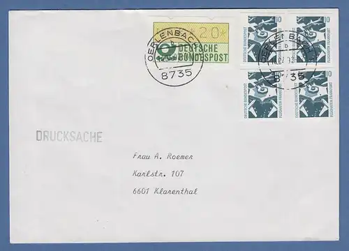 NAGLER-ATM rare Farbvariante GRÜNLICHOLIV Mi.-Nr. 1.2iu Wert 20 Pfg auf FDC 