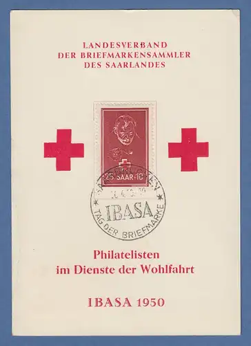 Saarland 1950 Mi.-Nr. 292 echt  gelaufen auf Rotkreuz-Postkarte