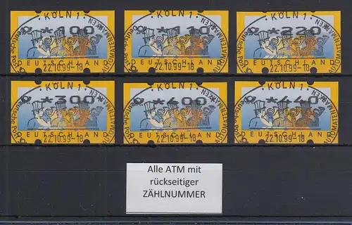 ATM Deutschland Posthörner Mi.-Nr. 3.2 VS-Satz 6 Werte 100-440 mit ET-So.-O Köln