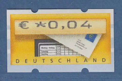 Deutschland ATM Briefkasten Mi.-Nr. 5 mit KLEINER ZÄHLNUMMER ohne Punkt 0,04 ** 