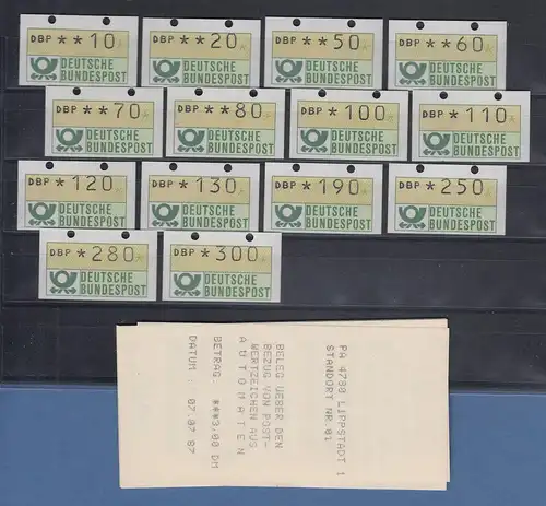ATM Mi-Nr. 1.1 Tastensatz TS2 10-300 Pfg 14 Werte alle OGL und AQ Lippstadt 1987