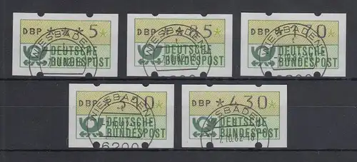 ATM Mi-Nr. 1.1 5 Werte 5-85-170-310-430 einheitlich gestempelt WIESBADEN 7.10.82