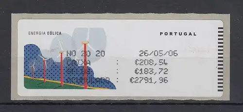 Portugal 2006 ATM Wind-Energie Monétel Mi-Nr 55 Abrechnungsvignette CAIXA 