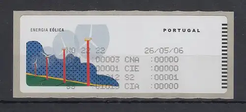 Portugal 2006 ATM Wind-Energie Monétel Mi-Nr 55 Abrechnungsvignette Statistik