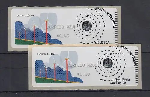 Portugal 2006 ATM Wind-Energie Monétel Mi-Nr 55.2 Satz AZUL 45-180 mit ET-O