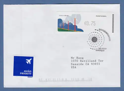 Portugal 2006 ATM Wind-Energie Monétel Mi-Nr 55.1 Wert 75 auf FDC -> USA