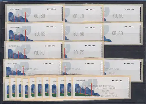 Portugal 2006 ATM Wind-Energie Monétel Mi-Nr 55.1 und 55.2 Satz 11 Werte ** + AQ