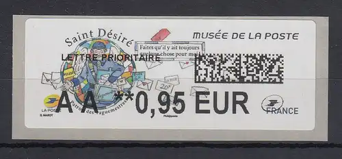 Frankreich 2018 ATM Postmuseum Saint Désiré Wert AA 0,95 EUR ** 