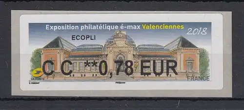 Frankreich 2018 ATM Exposition Valenciennes Wert CC 0,78 EUR ** 