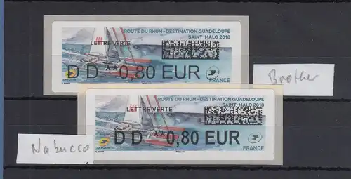Frankreich 2018 ATM Route du Rhum Wert DD 0,80 EUR in 2 Typen ** 