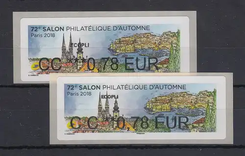 Frankreich 2018 ATM Herbstsalon Kroatien Wert CC 0,78 EUR in 2 Typen ** 