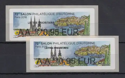 Frankreich 2018 ATM Herbstsalon Kroatien Wert AA 0,95 EUR in 2 Typen ** 