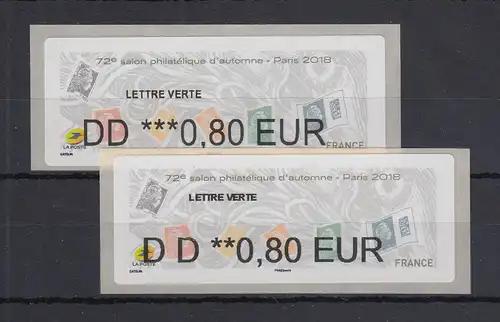 Frankreich 2018 ATM Herbstsalon Marianne Wert DD 0,80 EUR in 2 Typen ** 