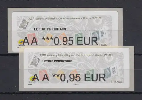 Frankreich 2018 ATM Herbstsalon Marianne Wert AA 0,95 EUR in 2 Typen ** 