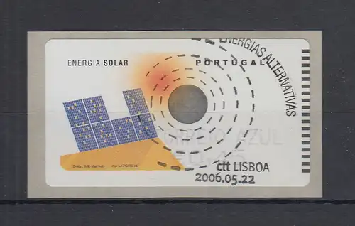 Portugal 2006 ATM Solar-Energie SMD Mi-Nr 54.1 Z2 Wert AZUL 0,45 mit ET-O 