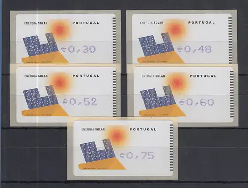 Portugal 2006 ATM Solar-Energie Amiel Mi.-Nr. 54.2 Z1 Satz 30-48-52-60-75 ** 