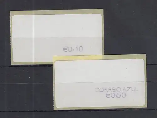 Portugal 2006 ATM NewVision  €0,10 und CORREIO AZUL €0,50 auf weißem Testpapier