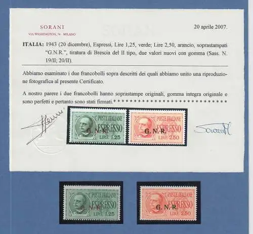 Italien Militärpost Nationalgarde G.N.R. Eilmarken Mi-Nr. 33-34 II ** mit ATTEST