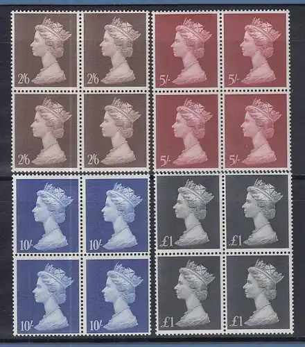 Großbritannien 1969 Queen Elizabeth Mi.-Nr. 507-510 Viererblock-Satz ** 