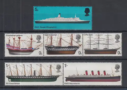 Großbritannien 1969 Schiffe Mi.-Nr. 498-503 Satz 6 Werte ** 