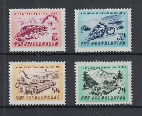 Jugoslawien 1953 Autorennen, Motorradrennen Mi.-Nr. 724-27 kpl. Satz **