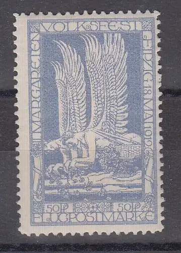 Deutsches Reich 1912 halbamtliche Flugpostmarke 50Pfg  Mi.-Nr. 4.