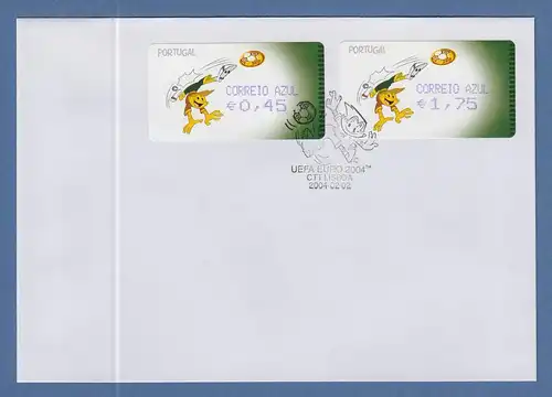 Portugal 2004 ATM Fussball-EM Amiel Mi.-Nr. 44.2.1 Satz AZUL 45-175 auf FDC