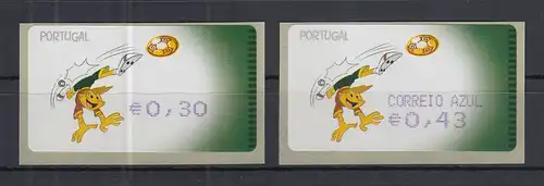 Portugal 2004 ATM Fussball-EM Amiel Mi.-Nr. 44.2.1 2 Werte 30-AZUL43 ** 