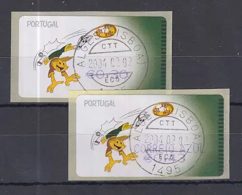 Portugal 2004 ATM Fussball-EM SMD Mi.-Nr. 44.1 Werte 0,30 - AZUL 0,43 ET-Tages-O