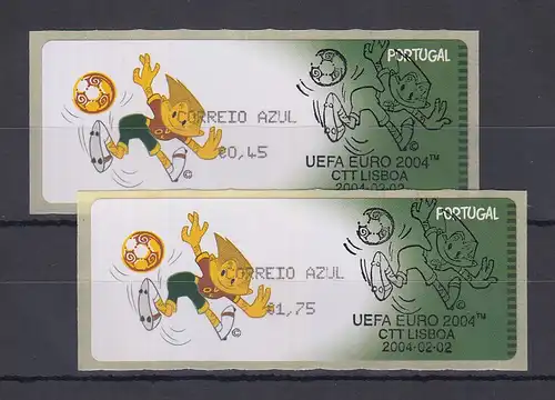 Portugal 2004 ATM Fussball-EM Monétel Mi.-Nr. 45 Satz AZUL 0,45 - 1,75 mit ET-O 